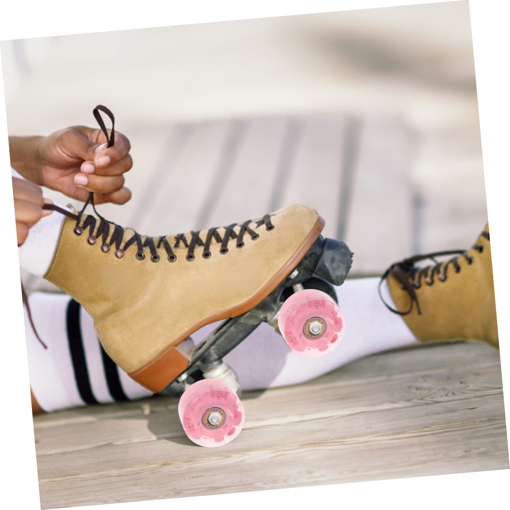 Luxshiny Ruedas de Patines Luces LED Ruedas de Patín de Poliuretano 72 Mm 8 Piezas Ejes Accesorio para Patinaje en Línea y Aire Libre para Patines Dobles