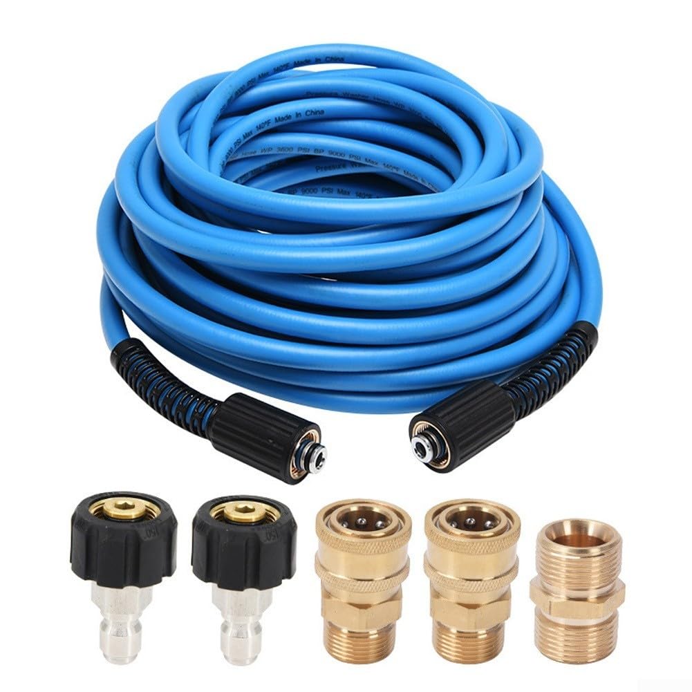 Prolunga per tubo idropulitrice ad alta pressione con raccordi femmina M22, tubo flessibile dell'acqua 3600 PSI per pulizia elettrica, per costruzione in PVC fino a 140F, blu (20 metri)