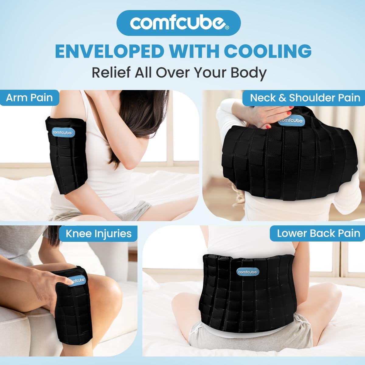 Ice Pack for Back Pain Relief, 2 Hours Long Lasting Cold Therapy Flexible Lower Back Ice Pack Wrap for Injuries, Sciatica, Coccyx, Swelling, Surgery Gift(Black)