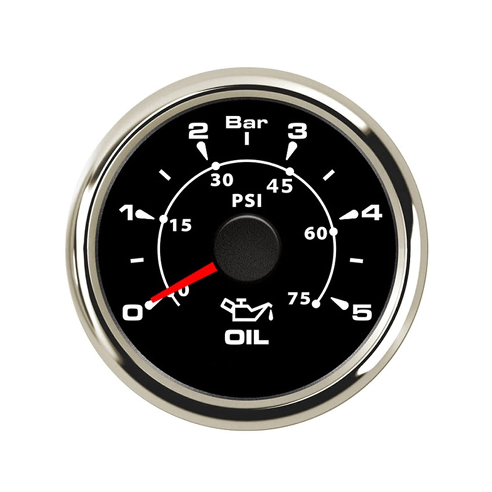 Manomètre de pression d'huile 52mm 0-5 Bar étanche rétroéclairé pour bateau et moto