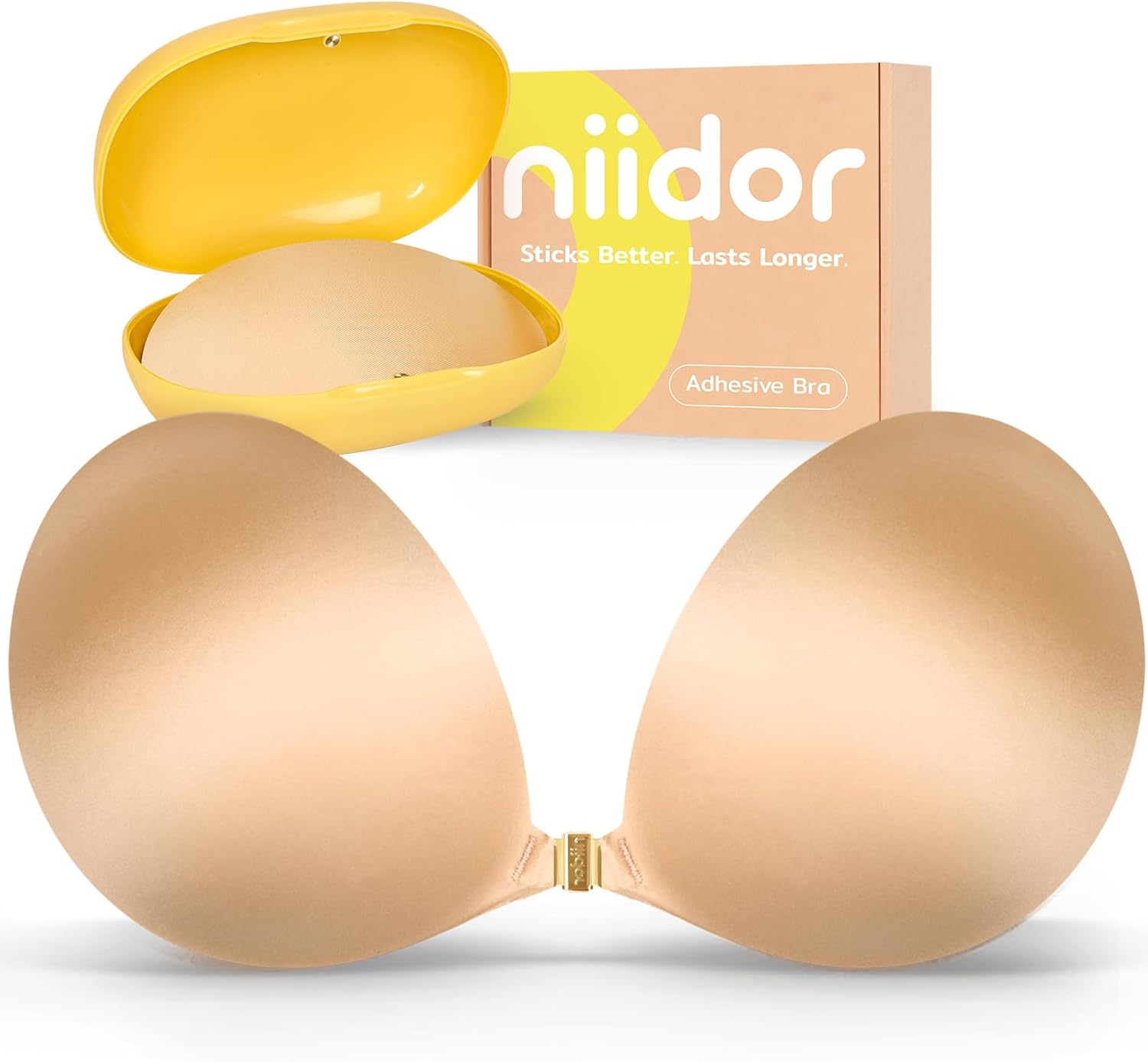 Niidor Magnetic Adhesive Bra Strapless Sticky Invisible Push up Bra for Backless Dress with Gift Storage Box
