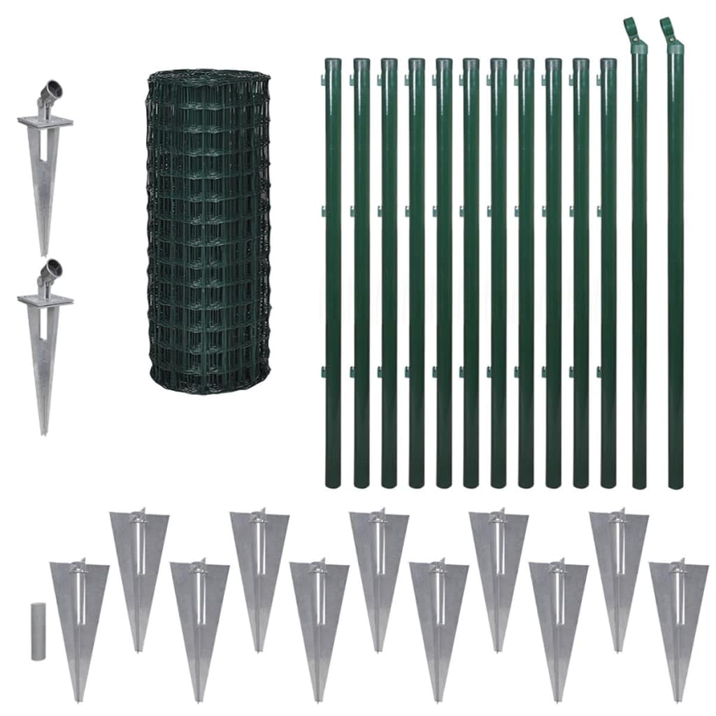 vidaXL Maschendrahtzaun Set 25x1m Stahl Grün Maschendraht Gartenzaun Zaunset