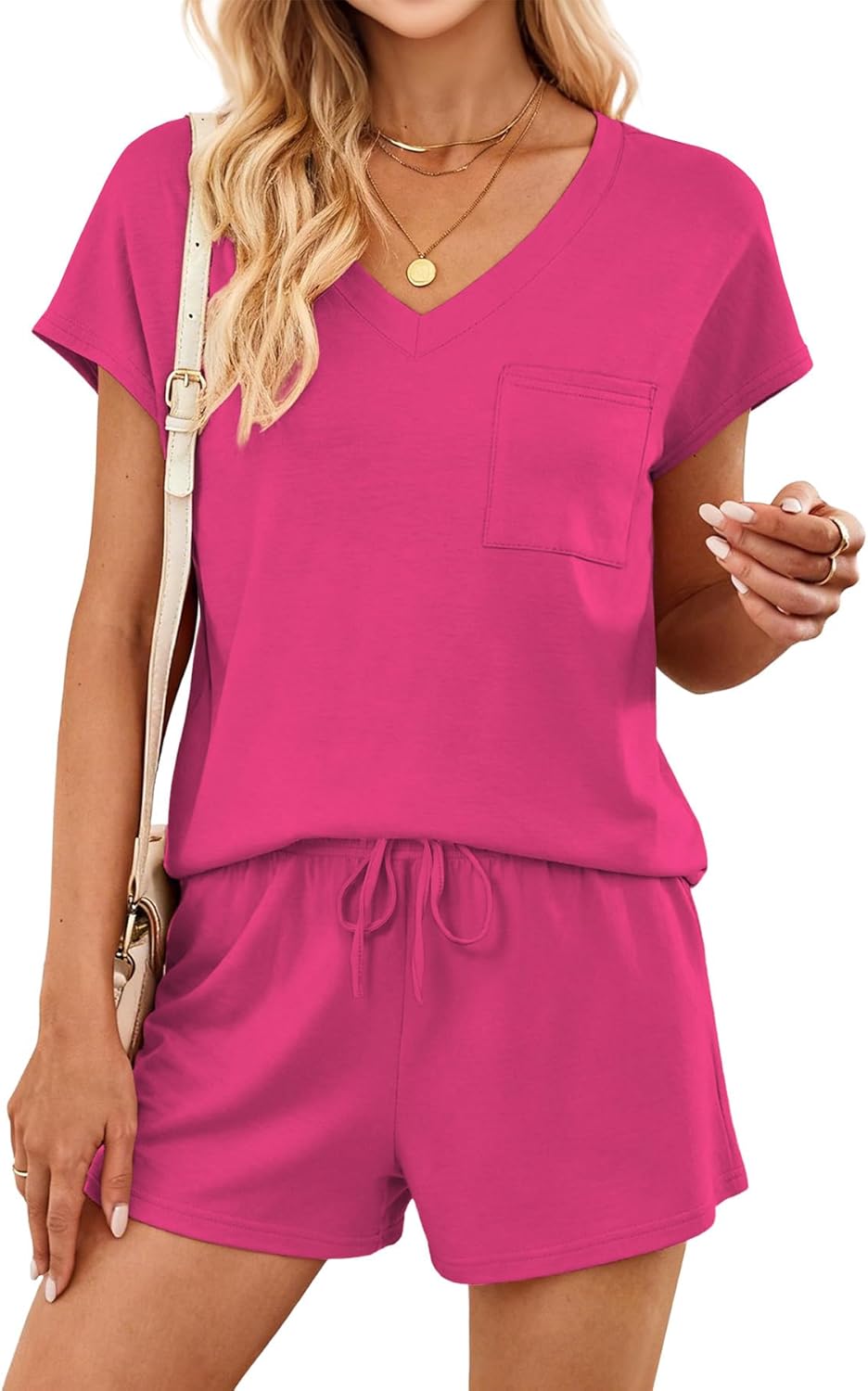 RUMIA Pajamas for Women 2 Piece Cap Sleeve Lounge Short Sets with Pockets (S-3XL) - Image 4