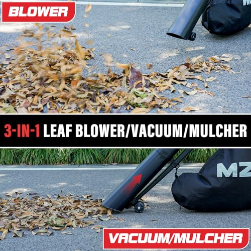 MZK 40V Cordless Leaf Blower Vacuum Mulcher, 3-in-1 Battery Powered Leaf Vacuum with 40L Bag, 600 CFM 160 MPH, 2×4.0Ah Batteries for Lawn, Yard Cleanup