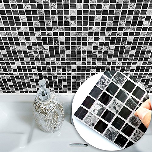 Sunyum Tile Stickers Waterproof For Bathroom Kitchen Square Mosaic Tiles Decor Wall Art Sticker Living Room Home Decorative 10Pcs/Set (20Cm20Cm) #TOP2