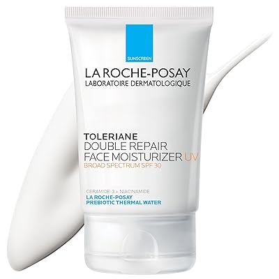 La Roche-Posay Toleriane Double Repair UV SPF Moisturizer for Face, Daily Facial Moisturizer with Sunscreen SPF 30, Niacinamide and Glycerin, Oil Free, Moisturizing Sun Protection
