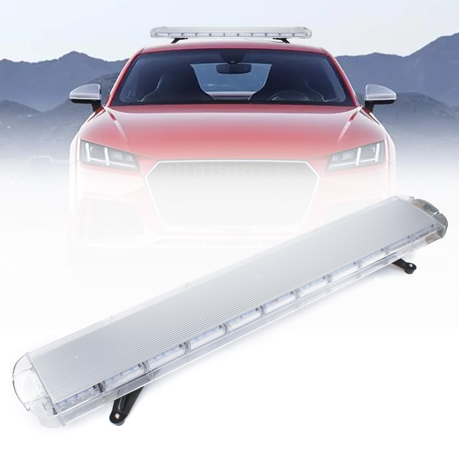 Gyrophare Barre Lumineuse 96 LED Balise Avertir, RéPonse Stroboscope Universel Orange Avertissement Gyrophare Voyant DC12-24V, Barres D'éclairage Automobile