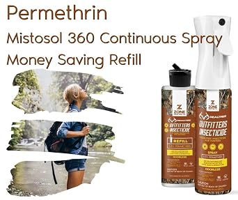 Realtree Permethrin Insecticide Bundle - Continuous 10oz Spray + 8oz Refill, Kills & Repels Ticks, Chiggers, Mosquitoes, Dries Odor-Free