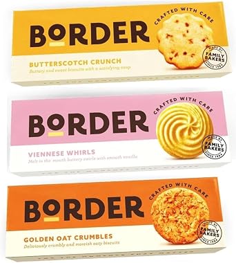 Border Classic Biscuit Variety Pack | Viennese Whirls 145g, Oat Crumble 135g & Butterscotch 135g, Traditional Treats for Tea Time, Snacking, Hospitality, Office Use
