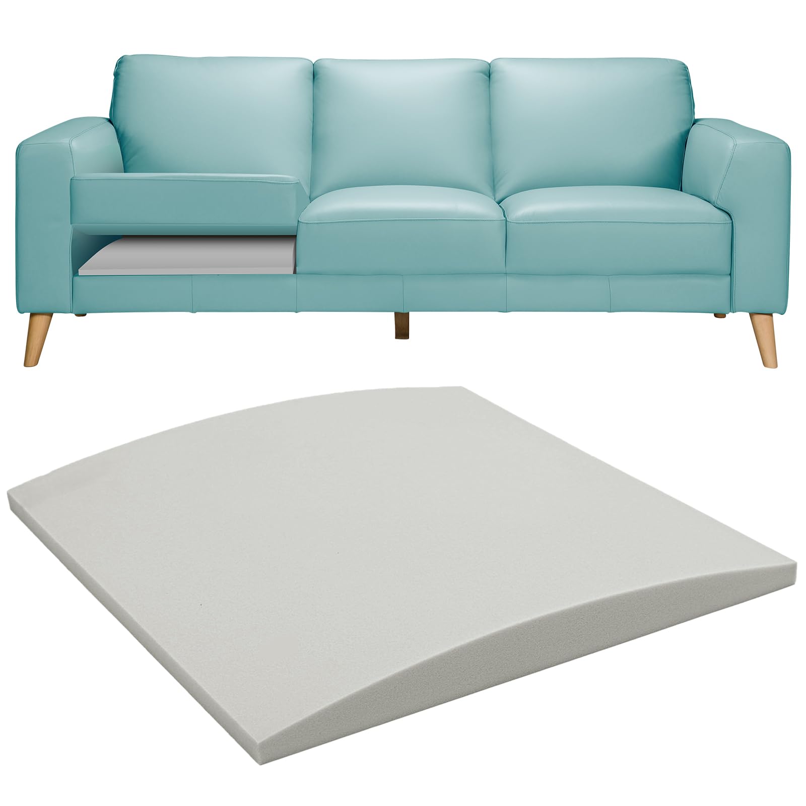 Couch Cushion Support for Sagging Seat 20"X 20"Insert Pads Supports Cushion Under Sag Repair, Curved High Density Foam Cushion Replacement for Sectional Loveseat Chair,Gray Set of 1