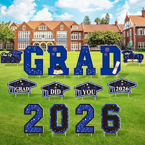Amazon.com: Graduation Yard Signs Class of 2026, 14 PCS Large Blue ...