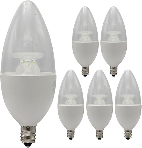 Miniatura 12 de Bombilla LED para lámpara de araña B11, punta de torpedo, 7 W (equivalente a 60 W) 500 lúmenes, base de candelabro E12, 4000 K, blanco frío, Blanco