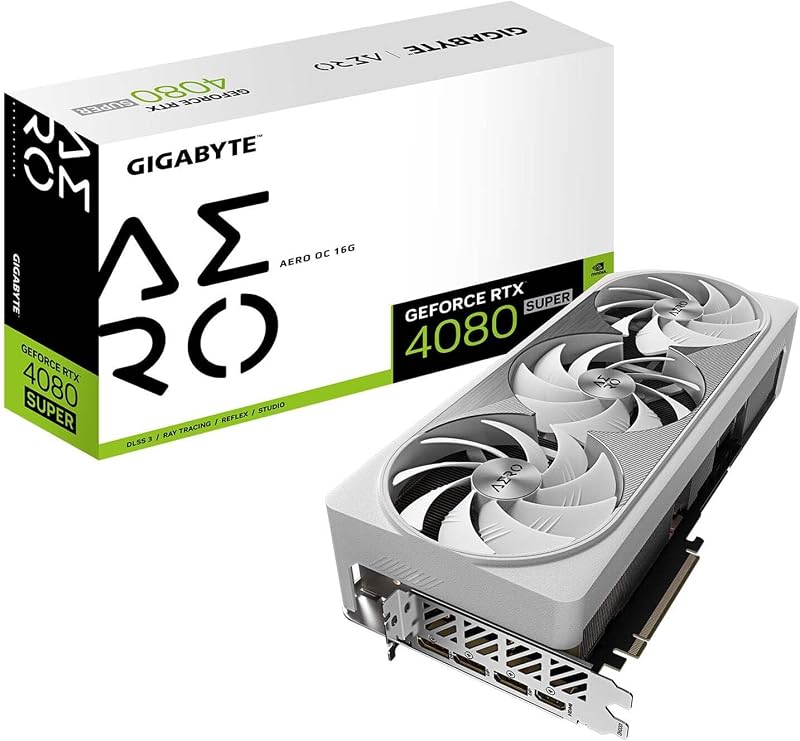 Gigabyte GeForce RTX 4080 Super AERO OC Graphics Card - 2595MHz Core, 16GB GDDR6X 23000MHz 256-bit Memory, PCI-E 4.0, 3X DP 1.4, 1x HDMI 2.1a, NVIDIA DLSS 3.5, GV-N408SAERO OC-16GD