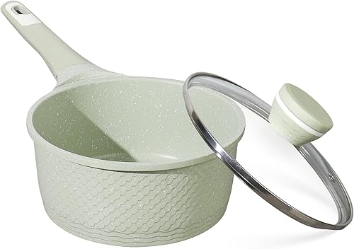 Miniatura 8 de Sartén antiadherente de 8 pulgadas con tapa, sartén para tortilla y huevos, utensilios de cocina saludables sin ácido perfluorooctanoico Verde-8