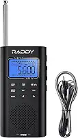 Raddy Rádio de ondas curtas portátil RF886 AM/FM/SW/VHF/WB Conexão BT com NOAA e alerta, bolso recarregável com antena de fio de 2,5 m