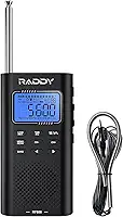 Raddy Rádio de ondas curtas portátil RF886 AM/FM/SW/VHF/WB Conexão BT com NOAA e alerta, bolso recarregável com antena de fio de 2,5 m