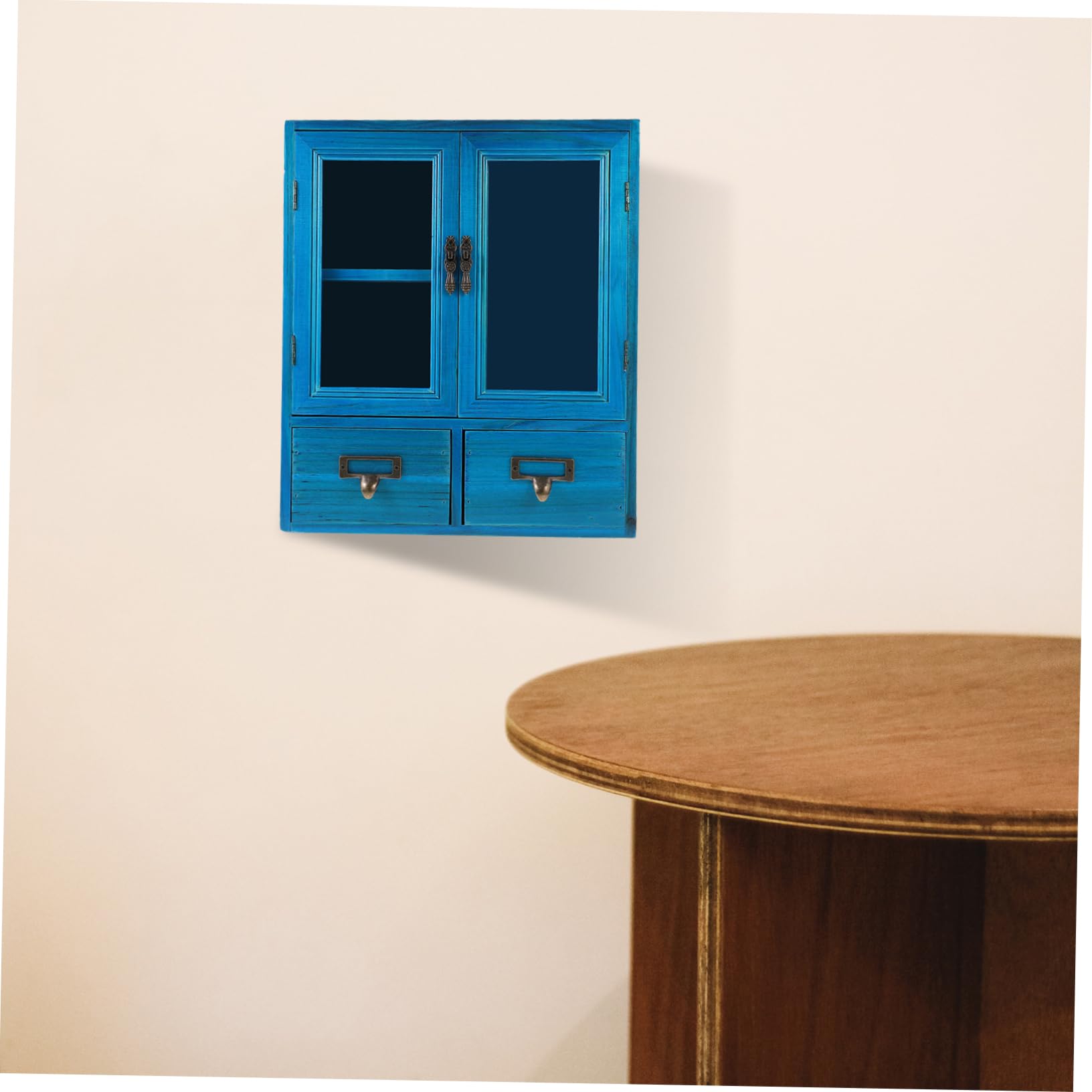Vintage Wandschrank Aus Holz Mit Doppeltüren Und Griffen Rustikaler Kleiner Wandschrank Zur Wandmontage Vielseitiger Holzkommode Für Schlafzimmer Und Wohnzimmer Einfacher Aufbau