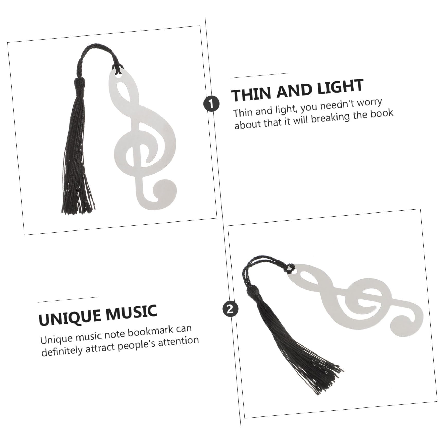 OSALADI 3 Set Segnalibro Per Note Segnalibri Per Segnalibri In Acciaio Musicali Mini Musicali Neri Segnalibro Creativo Per Feste Unici 10 pezzi*3