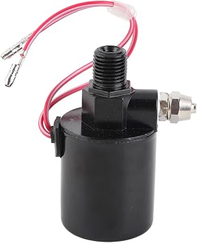 Car Electric Air Valve, 12V/24V 200PSI Solenoid Valve for 1/4in OD Hose, Chrome Plated Metal, Vehicle Motorcycle Air Horn with Compression Fitting Black
