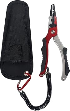 7.3 Fishing Pliers with Sheath & Lanyard,Aluminum Fishing Pliers Saltwater, Corrosion Resistance Fly Fishing Pliers with Split Ring,Saltwater Resistant Fishing Gear for Men