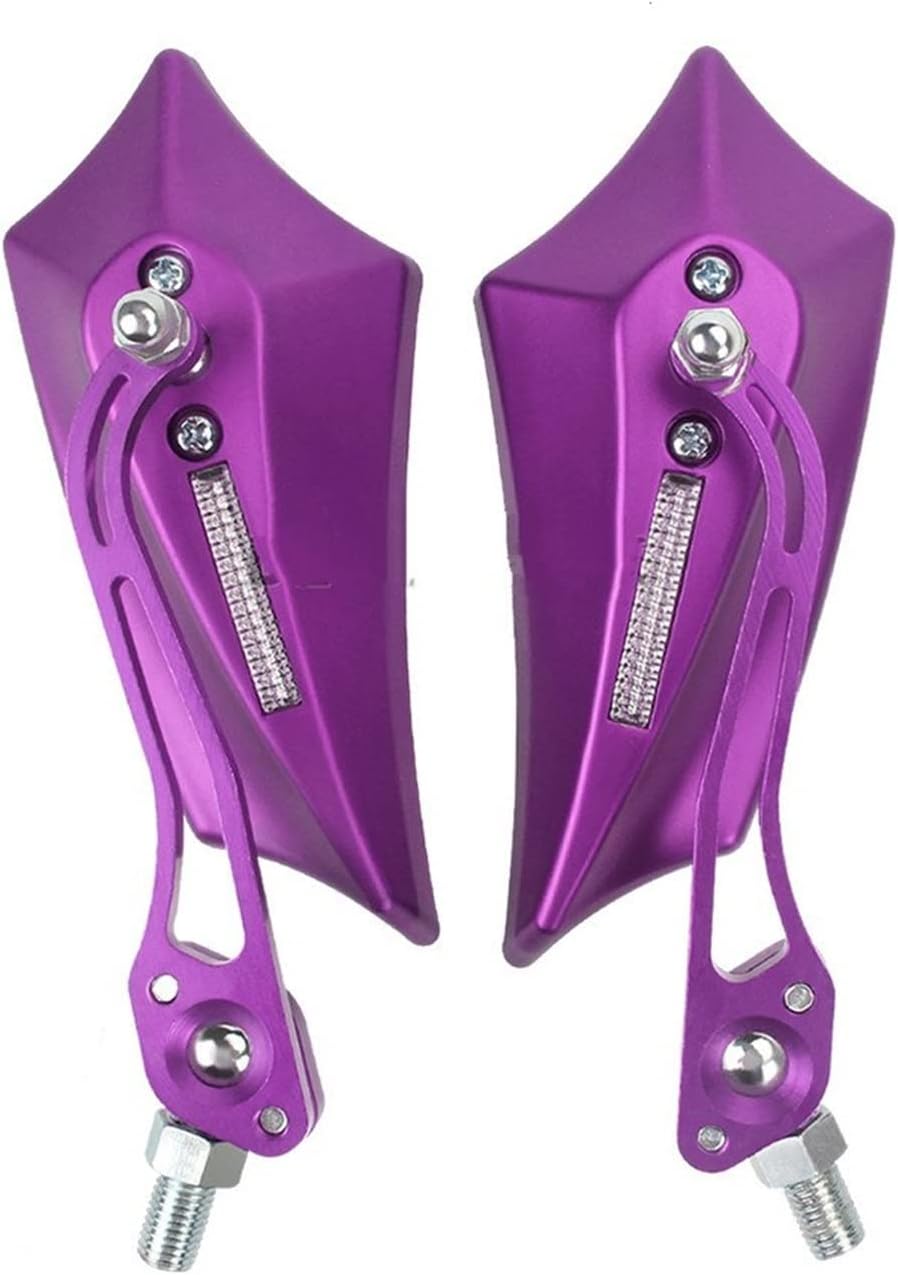 Rearview Mirror Bicycle Rearview Mirrors 10mm Adaptor 7/8" Handlebar 360 Degree Rotatable Side Mirrors Mountain Bike Electric Bicycle Moped Scooter Mirrors Bar End Mirror (Color : Purple)
