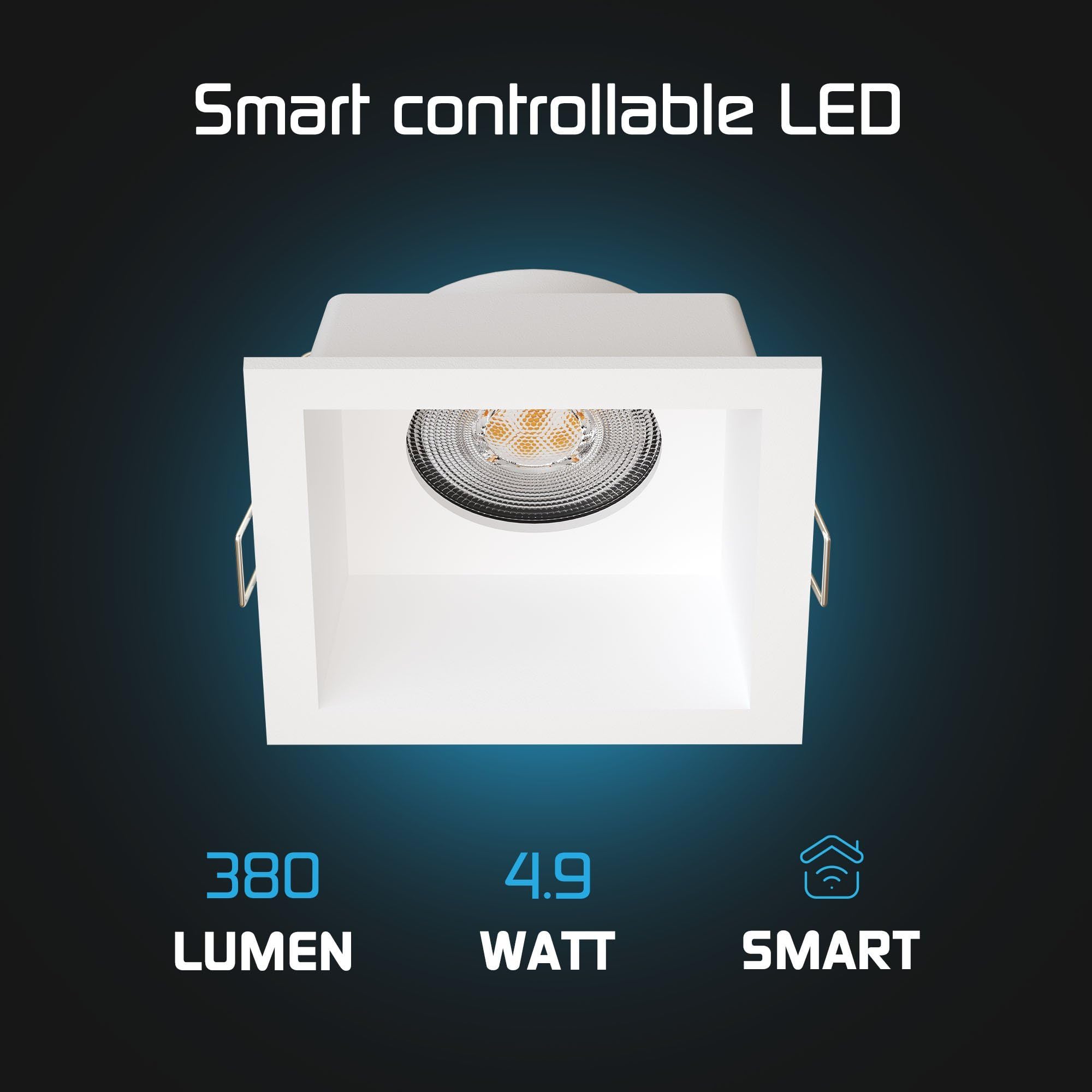 Ledvion 6 piezas foco empotrable LED cuadrado blanco smart 4.9W