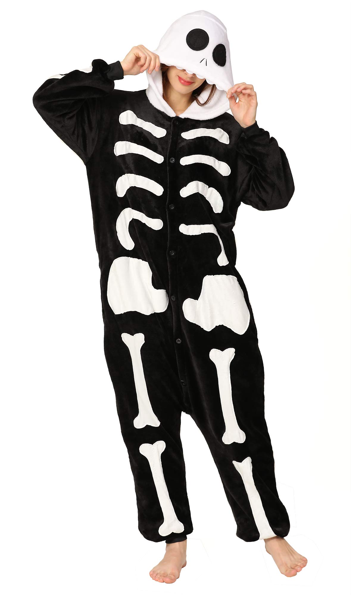 Yimidear Women's Skeletons Yimidear® Unisex Adult Pajamas Cosplay Costume Animal Onesie Sleepwear Nightwear (S, )