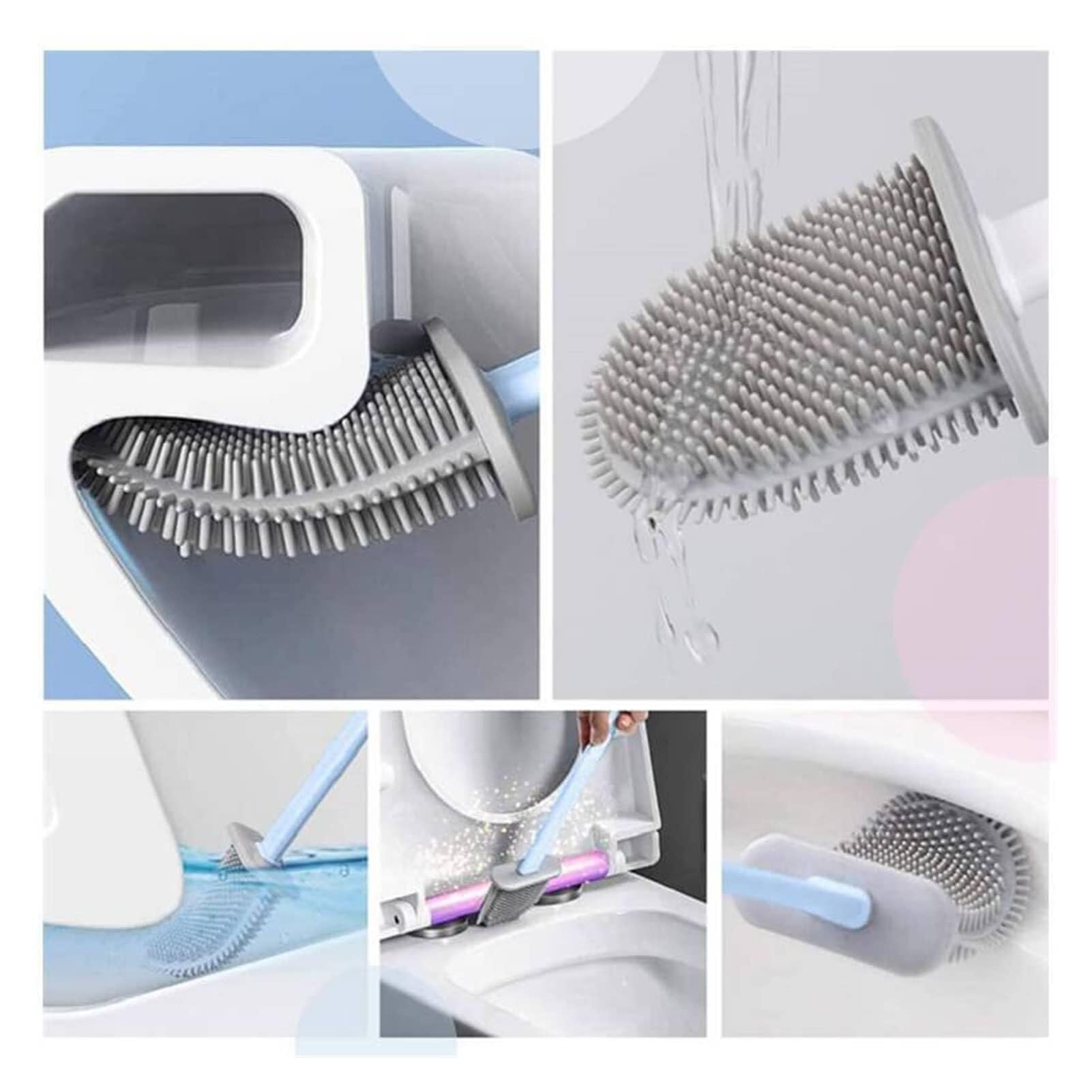 Cepillo de inodoro de silicona, limpiador de baño para colgar en la pared, 1 cepillo sanitario con cerdas duraderas para una limpieza eficiente del inodoro, diseño que ahorra espacio