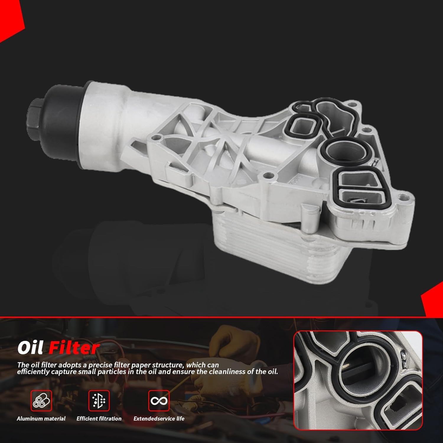 11428585235 11428511391 Alloy Aluminum Oil Cooler Filter Housing Assembly 2014-2024 For BMW 218i 220i i8 Replacement # 11428585235 11428511391