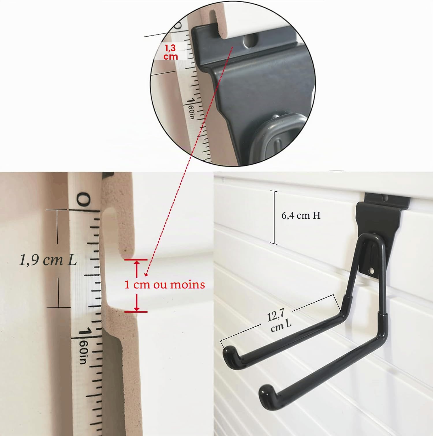 Lot de 14 crochets Slatwall, pour accessoires Slatwall, garage, plusieurs tailles