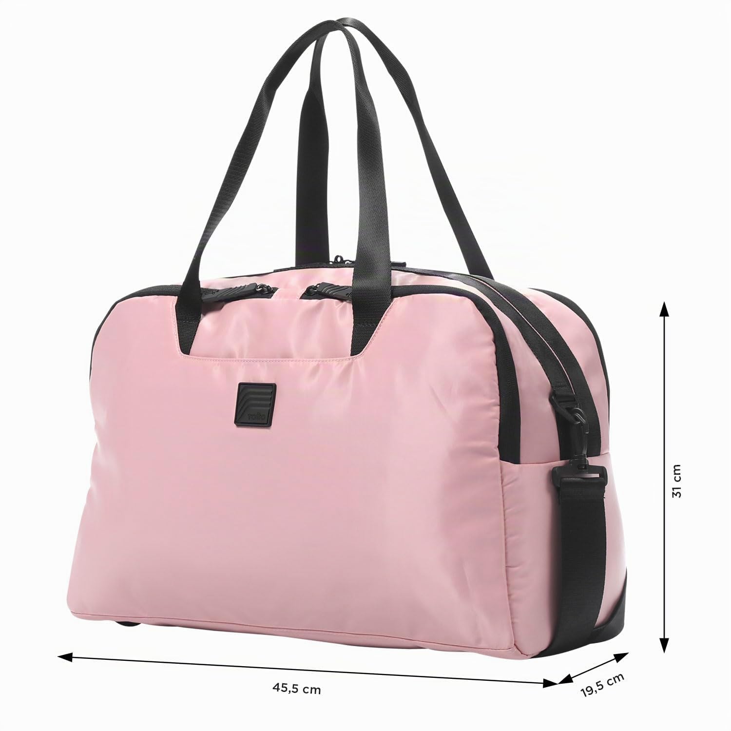 TOTTO - Bolsa de Viaje, Modelo Weekender L, Bolsa Gimnasio, Capacidad 27L, 3 Compartimentos, Bolsillo para PC, Argolla para Candado en Cremallera, Asa para Hombro, Correa para Maleta, Color Peachskin