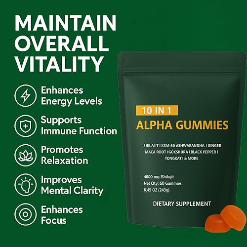 Miniatura 3 de True Alpha Gummies 10 en 1  4000 mg de Alpha Shilajit Gummies para hombres  Impulso de energía y apoyo inmunológico  con Shilajit, Ashwagandha,