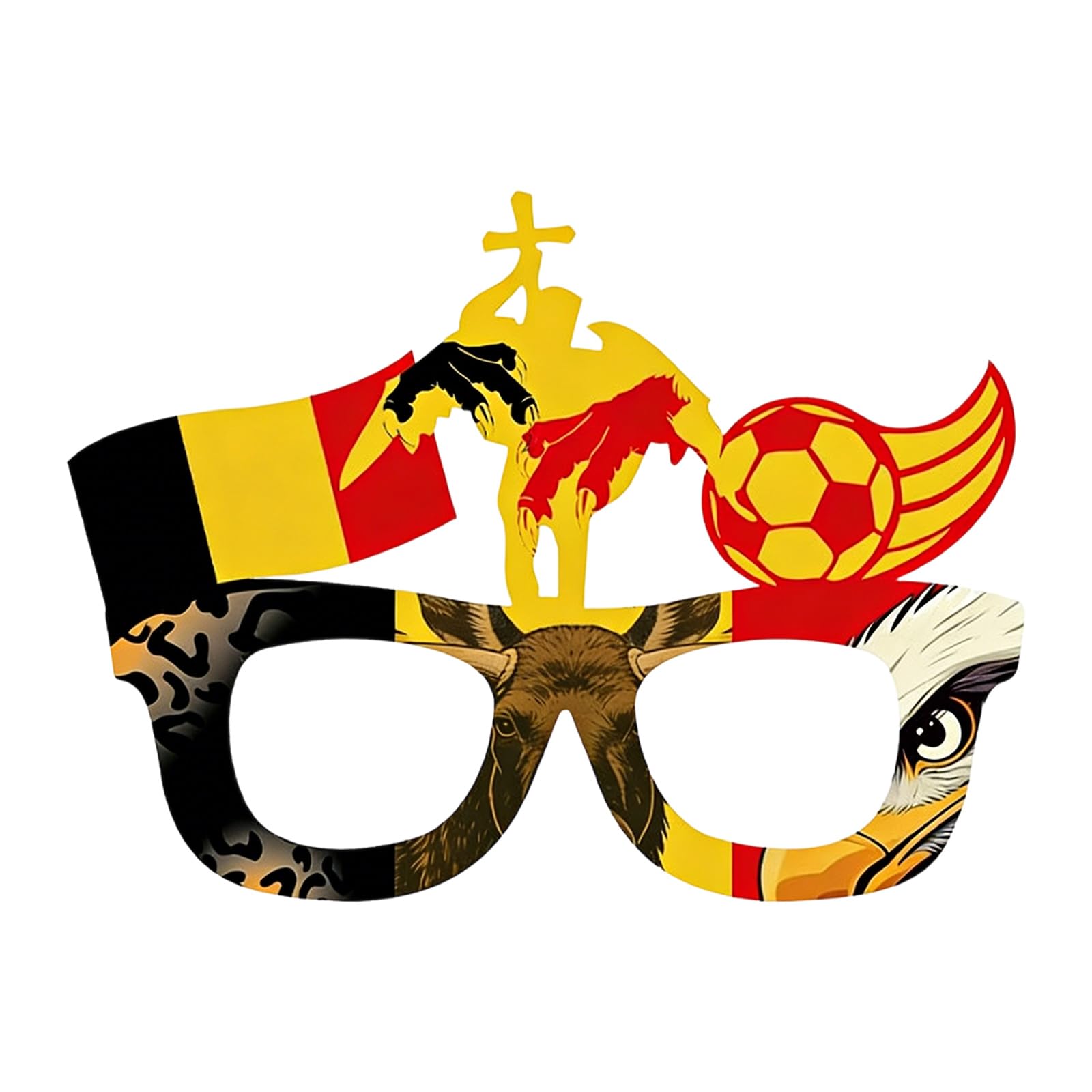 Hsioluted Themed Eyeglass Frames Designed with Country Flags Celebratory Soccer Accessories for Football Watch Parties Tournament Fan Glasses