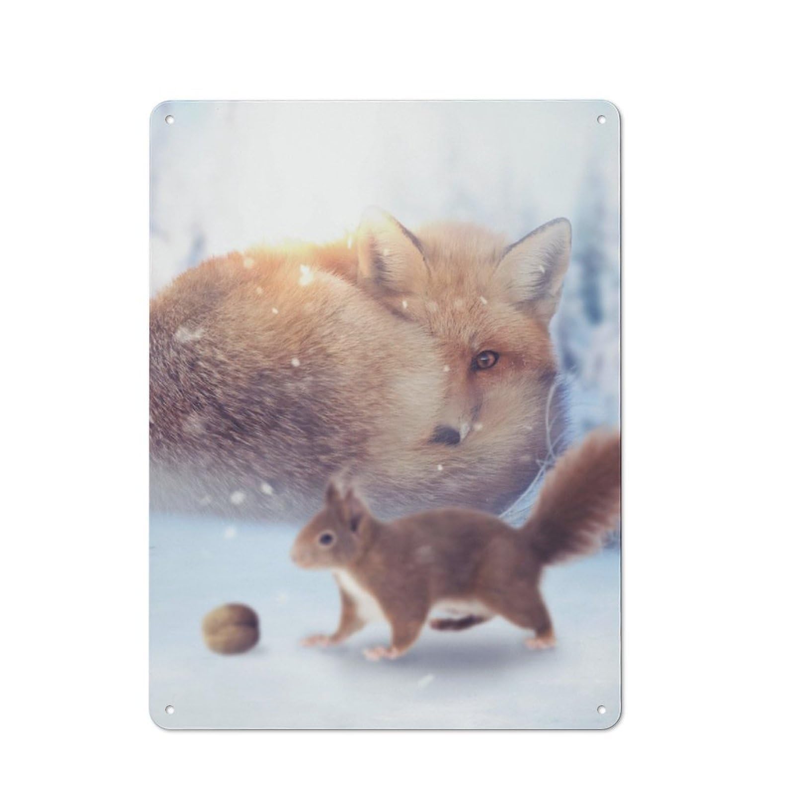 Junmoney The Fox And Squirrel Tin Wall Plaque 40X30cm With For Guest Room Or Hallway, For Metal Sign Collectors, For Garage And Workshop Walls