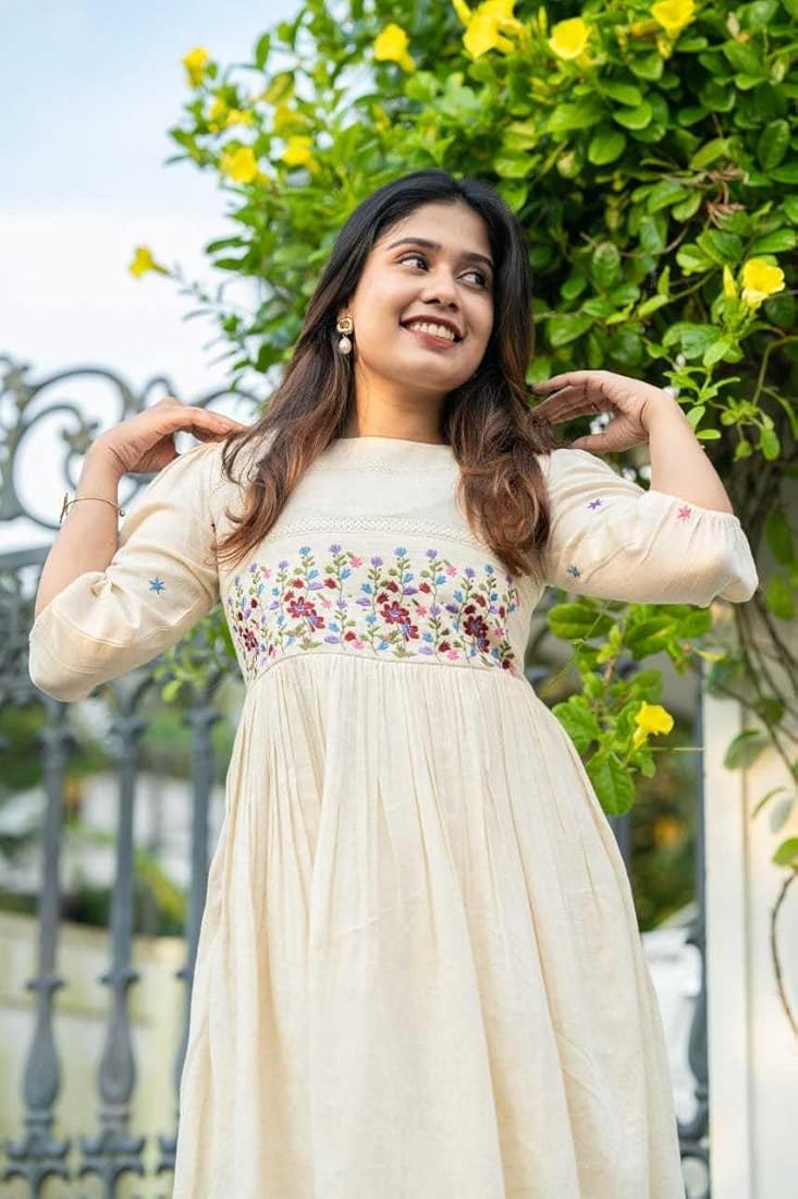 sachin and babi light blue dress Buy PRIMARK Women's Cotton Floral Embroidery Anarkali Kurti (Gown)(White-XL)  at Amazon.in