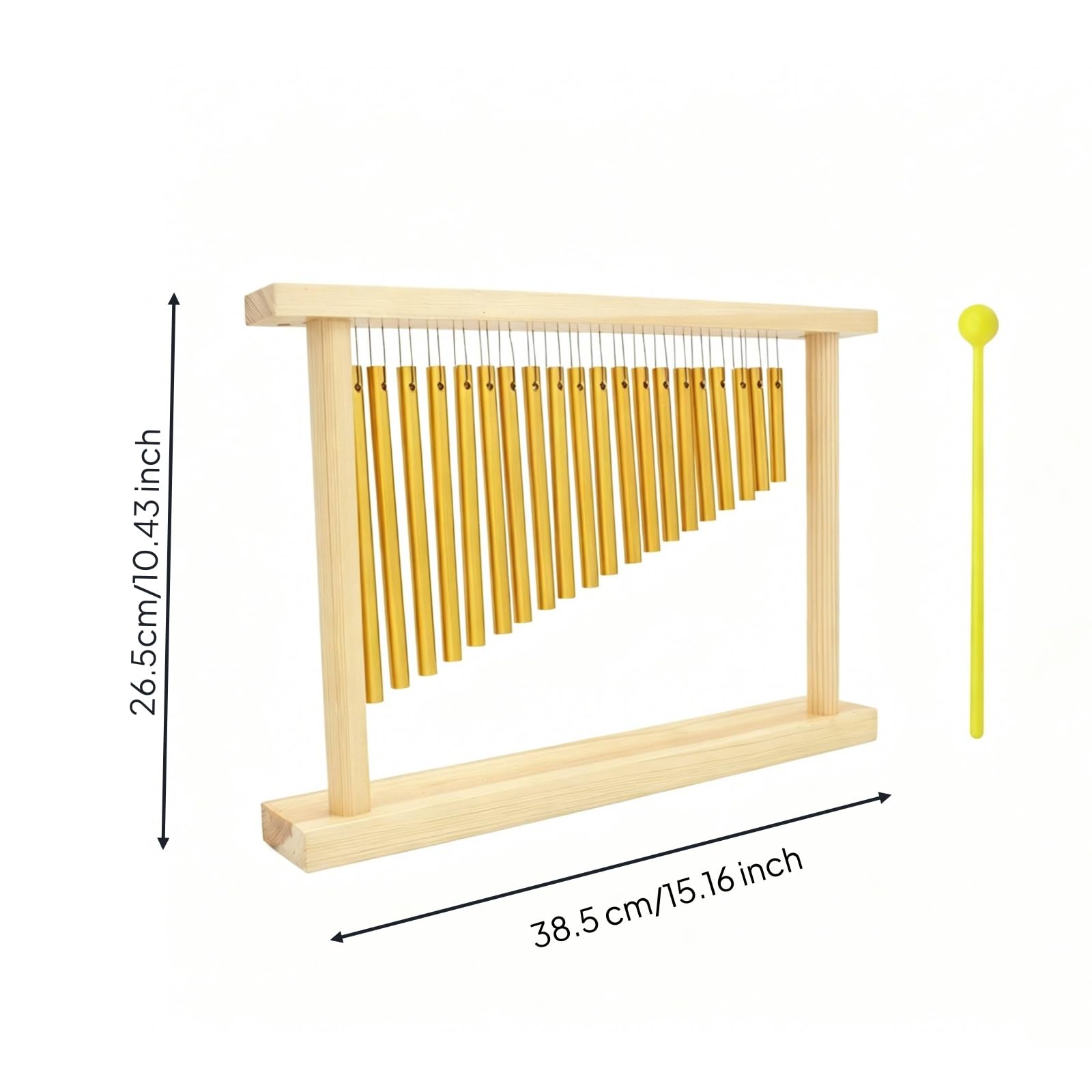 Carillon en Aluminium Doré à 20 Tubes Accordés avec Maillet pour Décoration Jardin et Patio