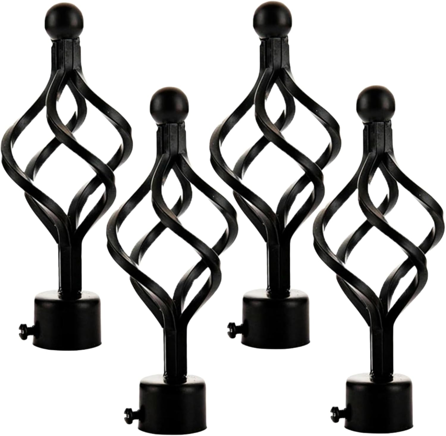 Curtain Rod Finial 22mm 25mm 28mm 4PCS Iron Twist Head Roman Rod Decorative end Accessories Black 25mm