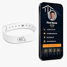 NFC Smart Business Card Wristband, Adjustable White