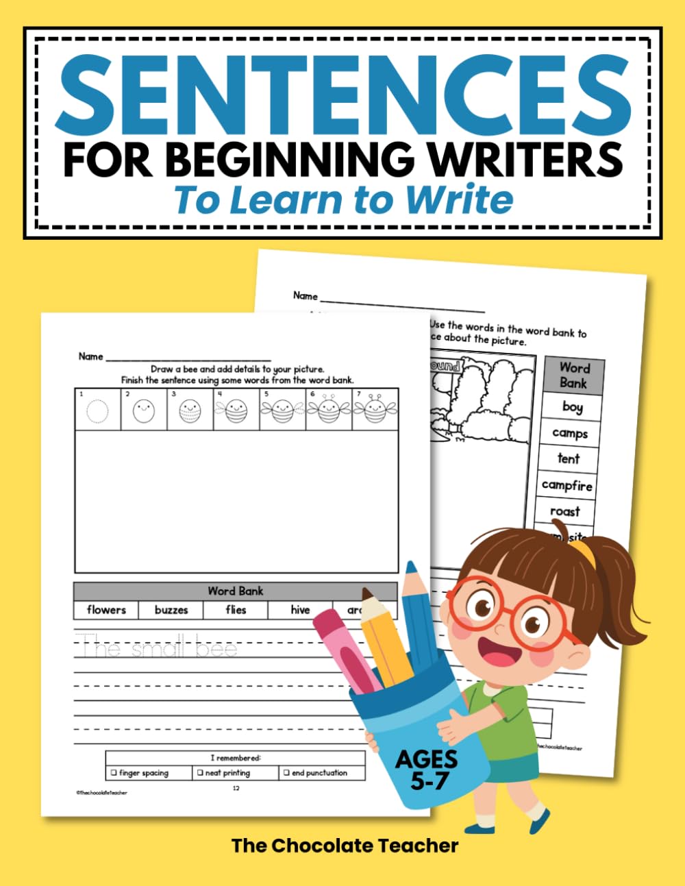 Sentences for Beginning Writers to Learn to Write Ages 5-7:: Draw & Writing, Kids Practice Writing Workbook, Learn to Write a Simple Sentence, ... Sentence Building (Sentence Writing for Kids)