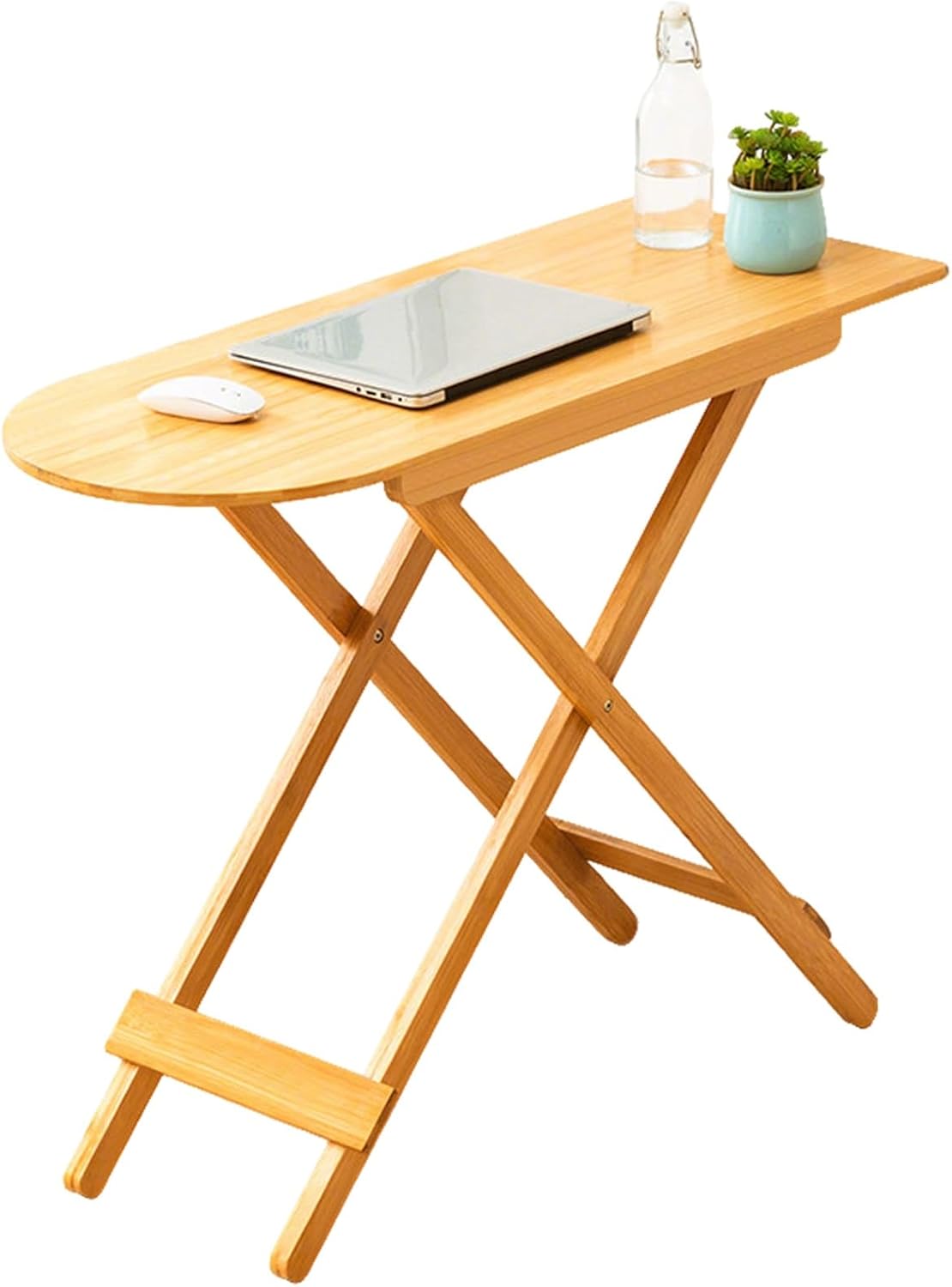Foldable Bar Height Table, Solid Wood Structure, Bearing 176lbs, Tall Table, No Assembly Required, for Home, Bar, Cafe(Beige)