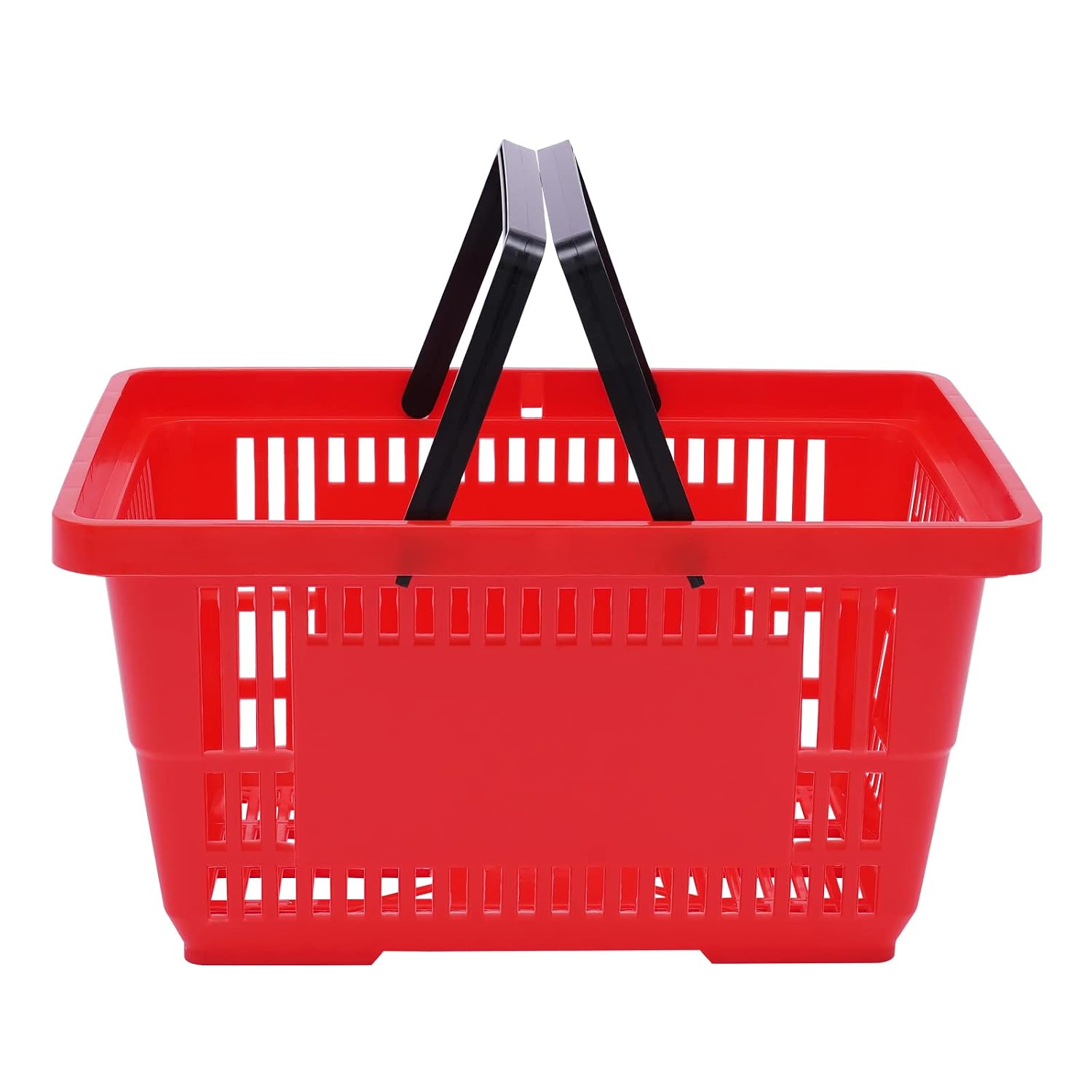 12Pcs Plastic Shopping Baskets with Handles, 18L/4.7Gal Durable Plastic Shopping Cart, Large Portable Grocery Basket for Retail Store, Supermarket, Red