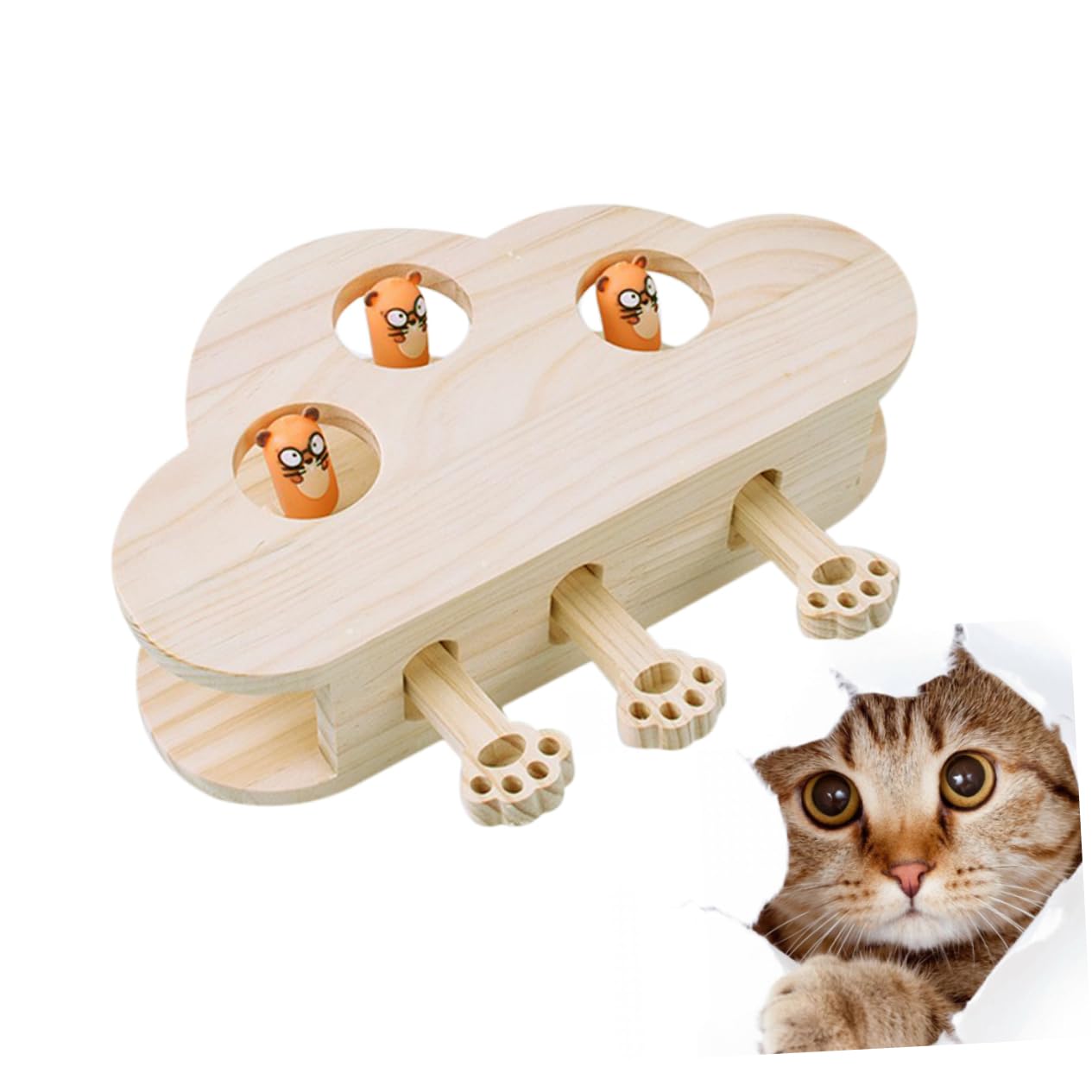 TOYANDONA Juguetes Whack-Mole para Gatos Juguete De Madera Interactivo y Divertido para Rascar para Ratones para Interior