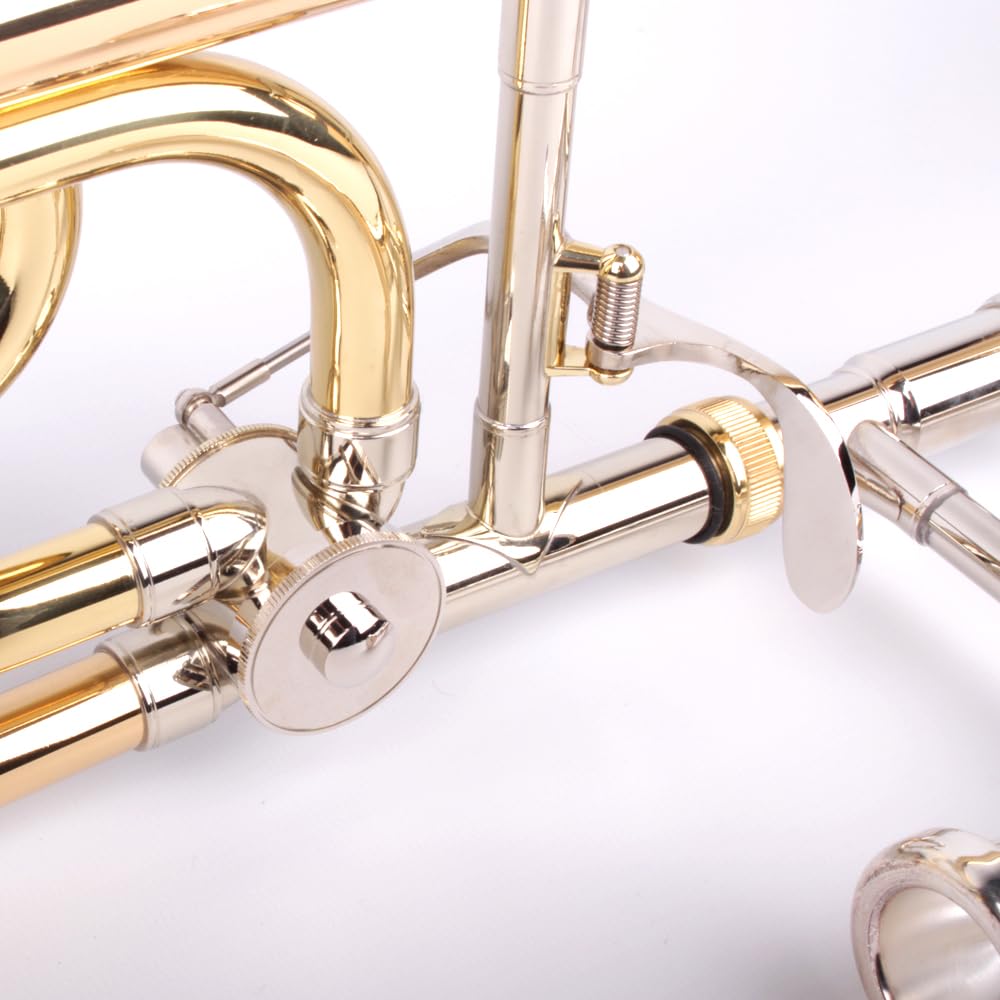 Bb/F High Grade Posaune Quartventil, Neusilber Goldmessing Softkoffer Mundstück