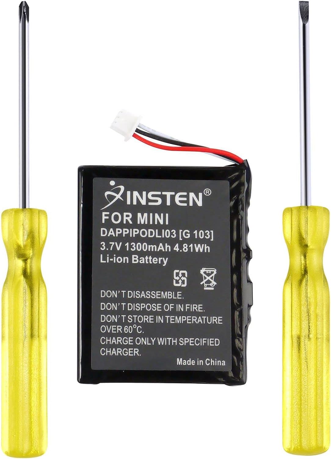 Insten 1300mAh Battery with Screwdriver compatible with iPod mini 4GB / 6GB (Internal Battery Replacement Kit)