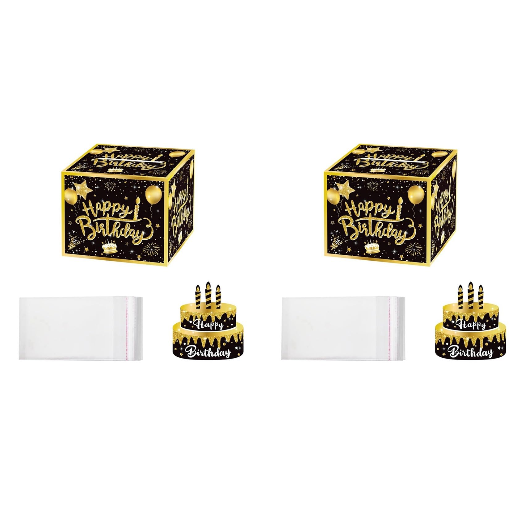 Hndhbfgrt 2X Money Box for Cash Birthday Money Box Gift Set with Birthday Card and Adhesive Bags