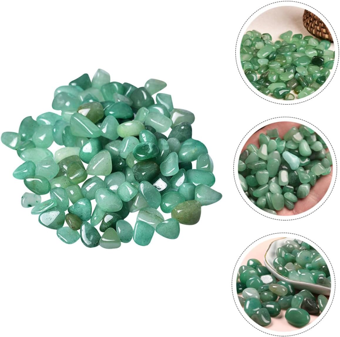 Natural Dendritic Jade Aquarium Gravel Stones 7-9mm, 2lb Bulk Fish Tank Rocks for Terrarium Decoration and Freshwater Aquarium Landscaping