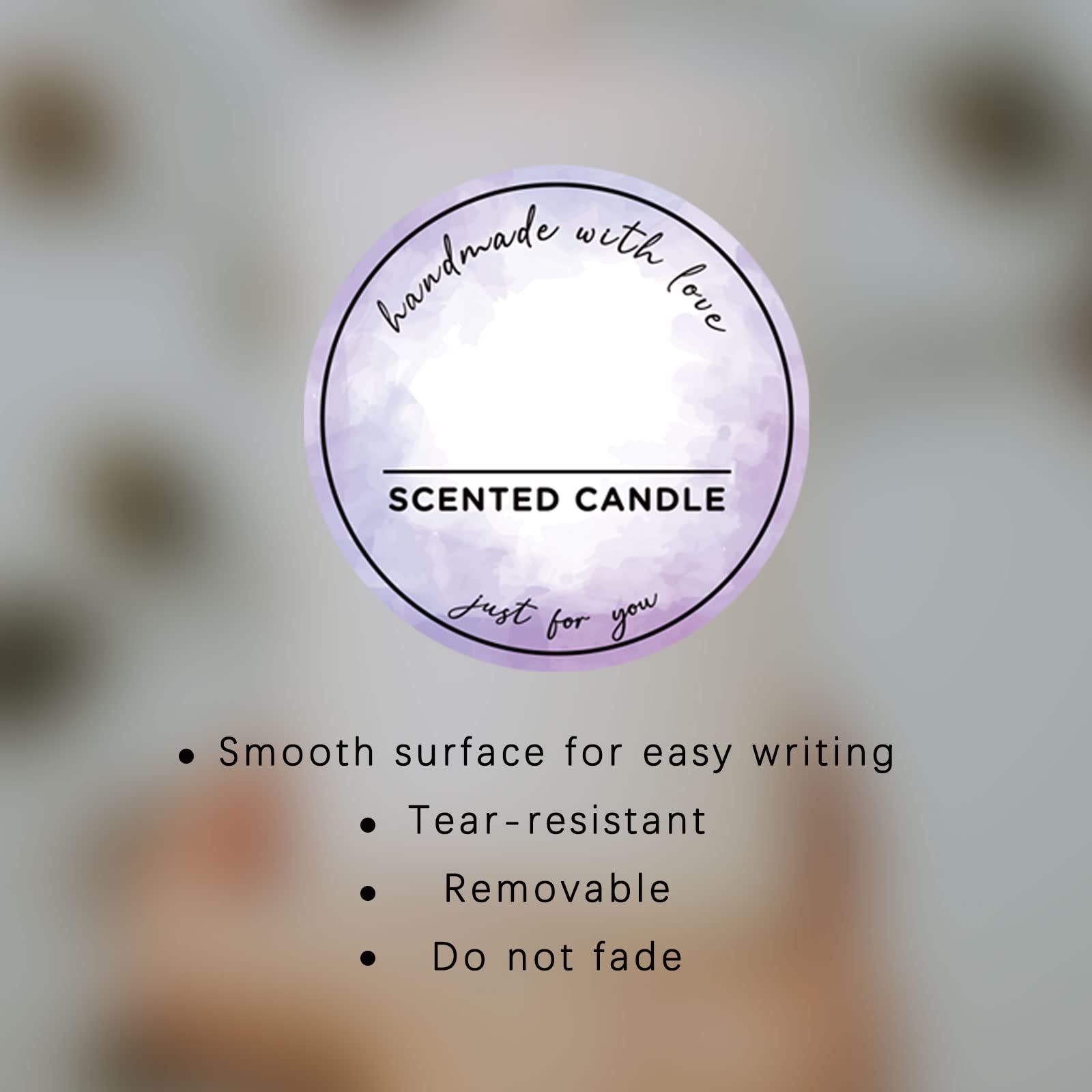 Joyfulmap 500pcs Preprinted Scented Candle Labels, 5 Watercolors Handmade with Love Stickers - Image 4