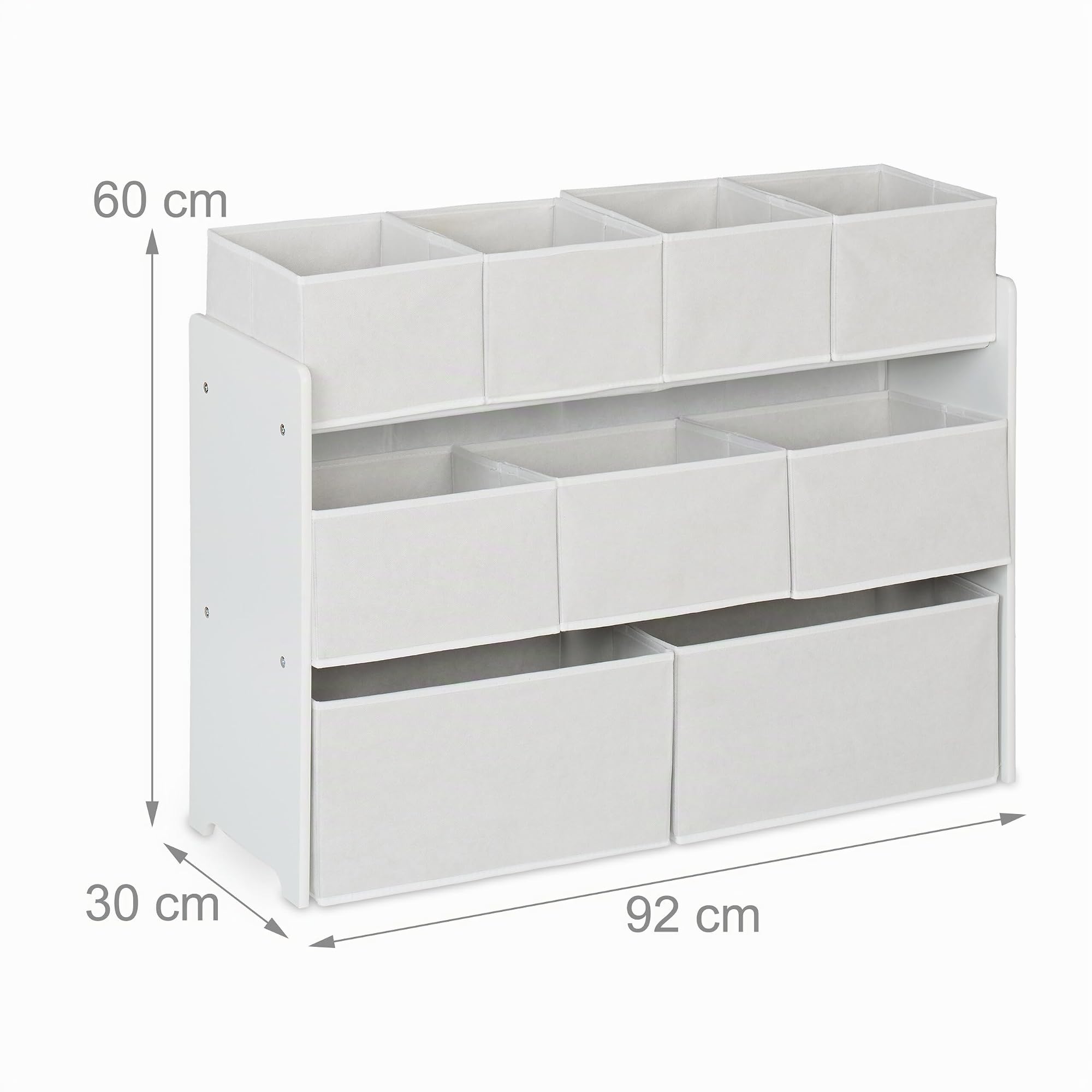 Relaxdays Rangement pour la Chambre de Votre Enfant, Unisexe, 9 Cases Pratiques, H x L x P : 60 x 92 x 30 cm, Blanc
