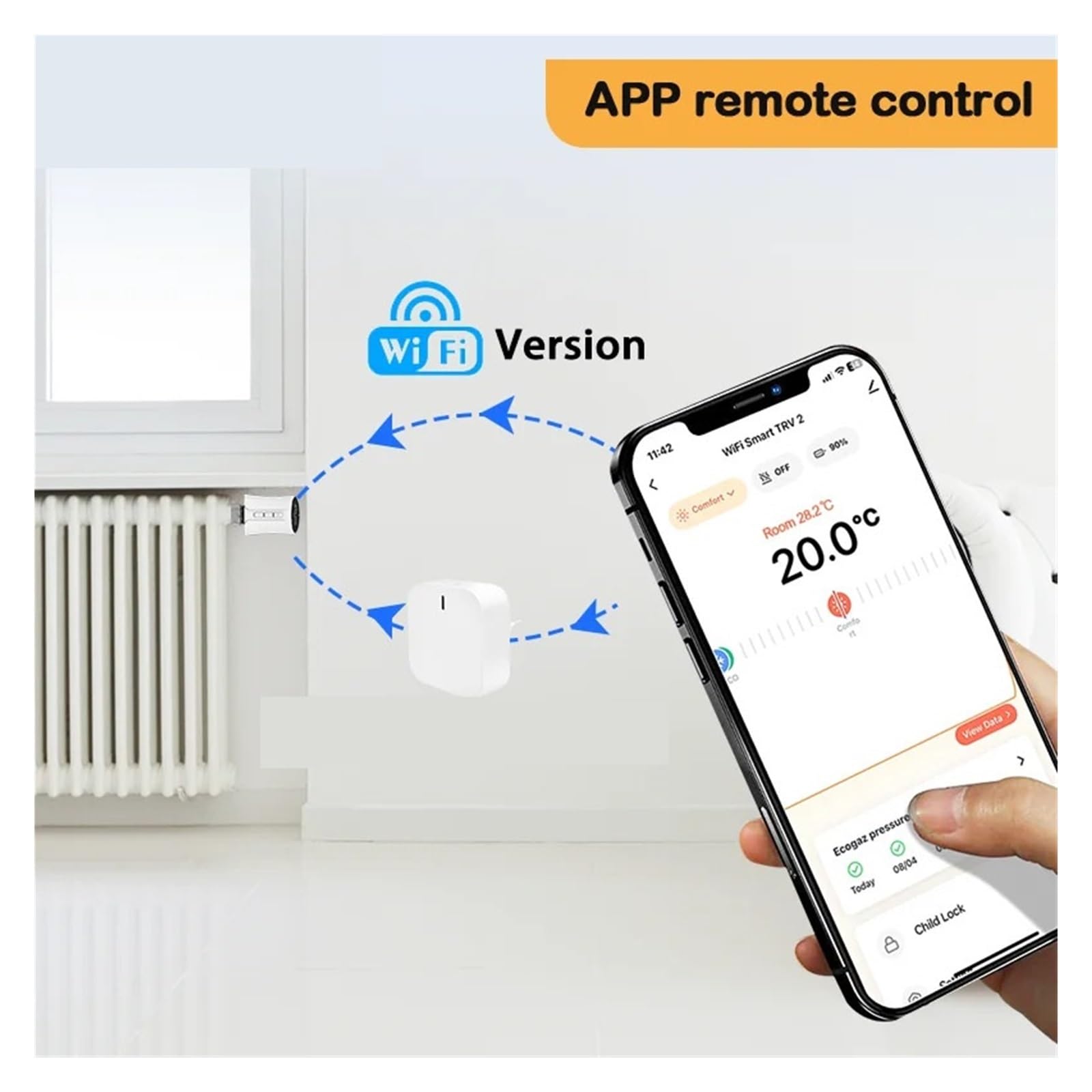 Controlador de Temperatura Remoto for el hogar, actuador de válvula de radiador con Cabezal termostático WiFi Inteligente TRV