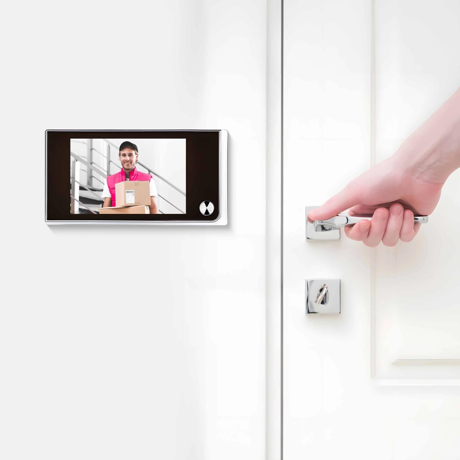 Campanello digitale con display LCD per porta di appartamento, telecamera spioncino con telecamera IR grandangolare, funzionamento a batteria, facile installazione, ideale per condizioni di